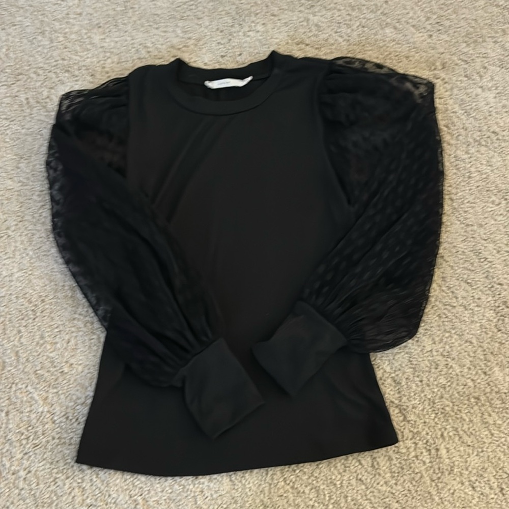 dry goods long sleeve top mesh detailed sleeves size xs